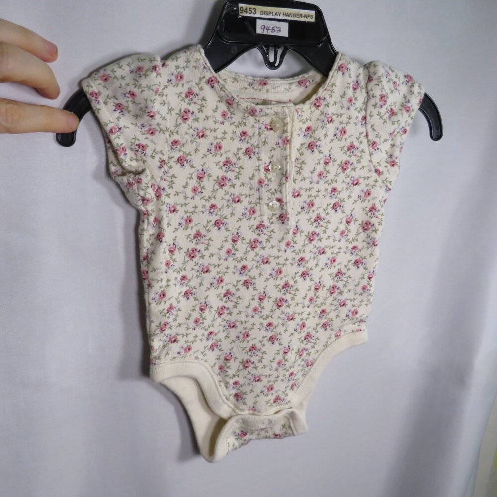 Baby Vintage Cream & Pink Floral Bodysuit 0-3mts Vintage Old Navy